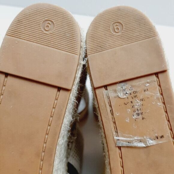 MARC FISHER \ Perforated Suede Open Toe Rope Platform Wedge Shoe Cream Beige 9 - Picture 15 of 16
